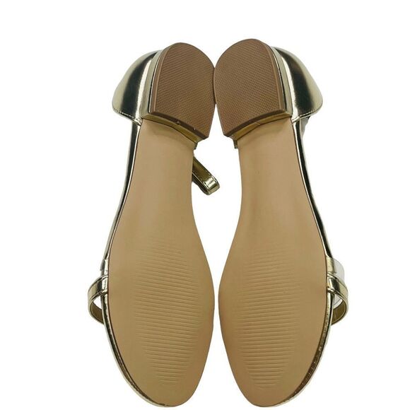 NIB JustFab Gold Gabbi Minimalist Sandals - Size 6.5 - Picture 12 of 16